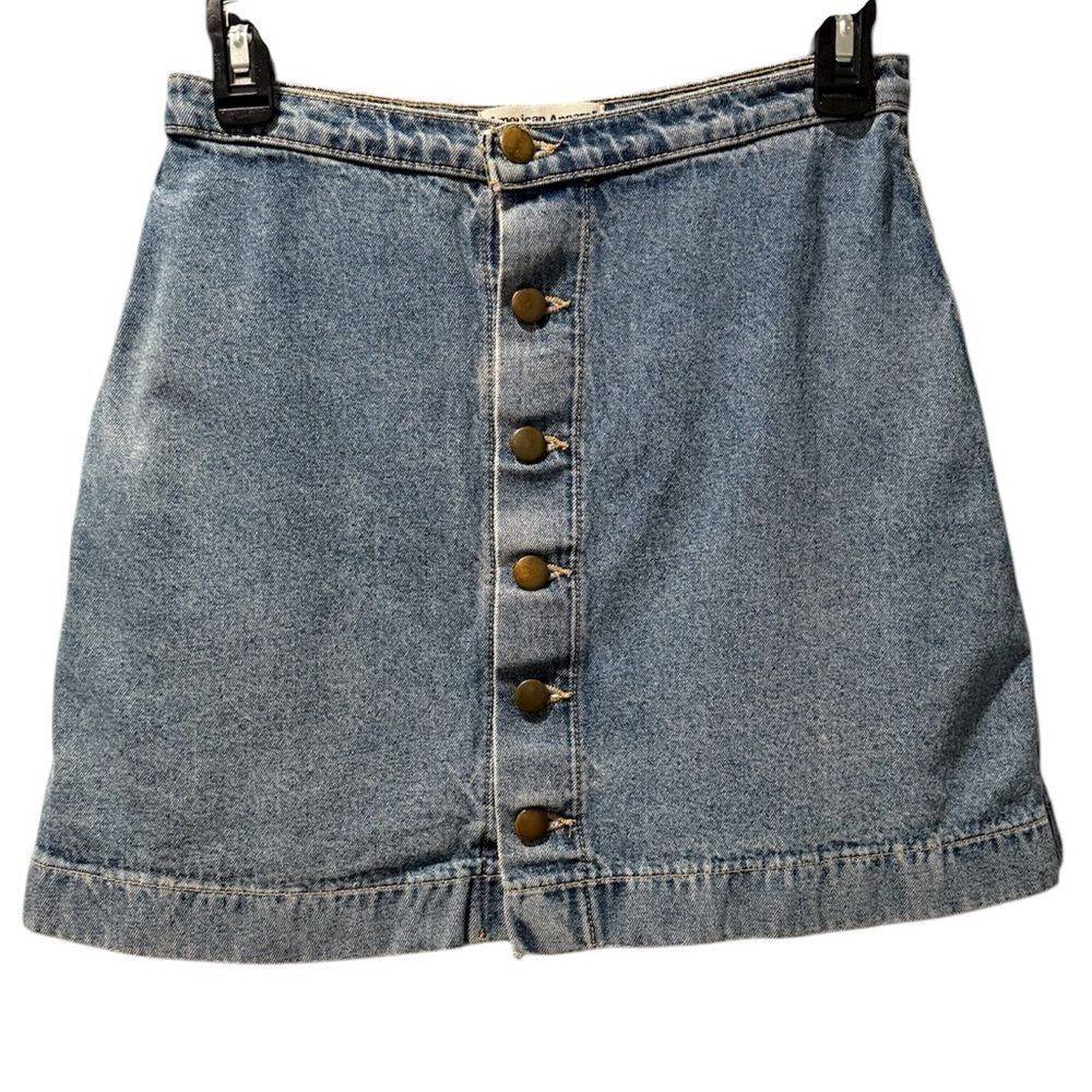 American Apparel Blue Button-Up Mini Jean Denim Skirt Size Medium